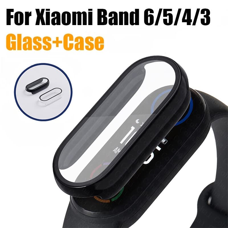 کاور محافظ بدنه گلس‌دار (PC) مناسب ساعت هوشمند شیائومیXiaomi Mi Band 3/4/5/6- رنگ مشکی
