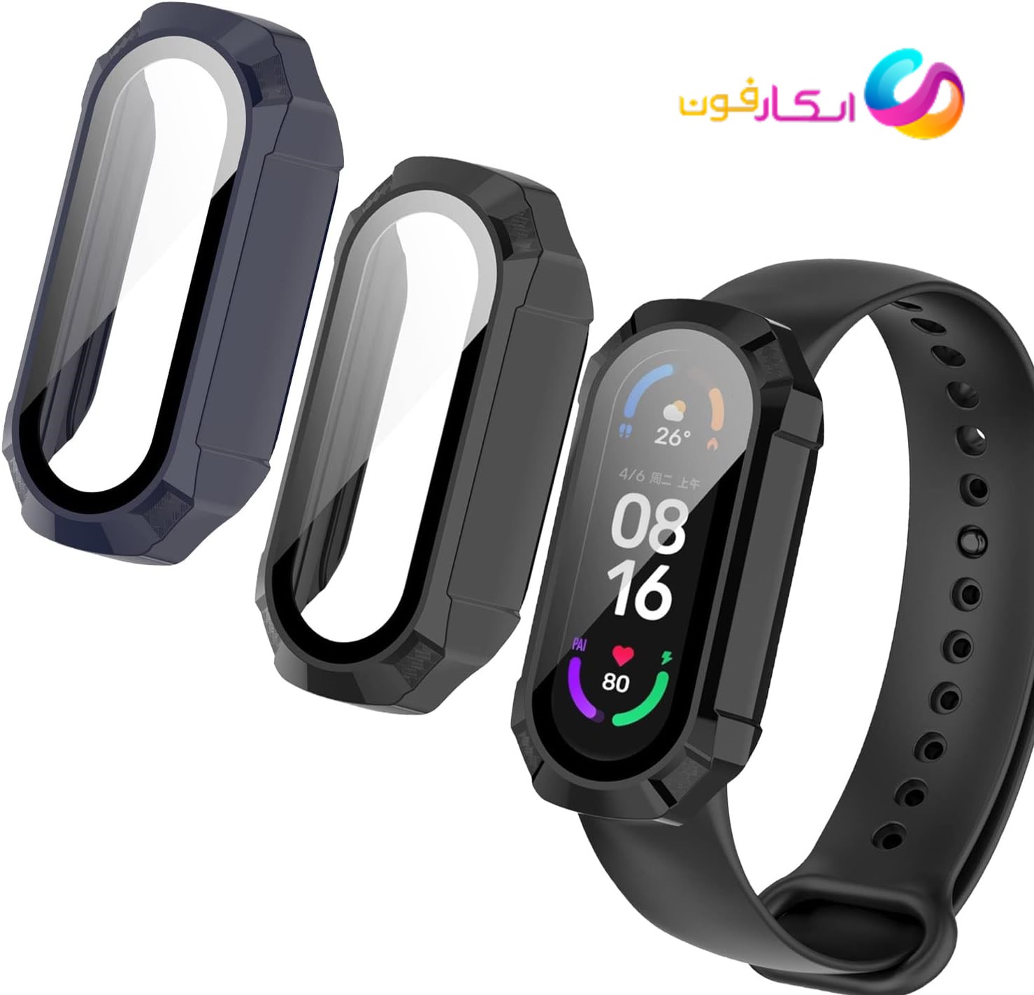 نمای نزدیک کاور مشکی Mi Band 7