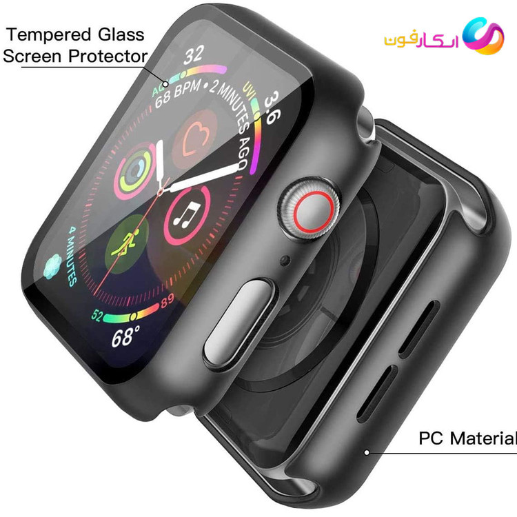 کاور با گلس اپل واچ سایز 40 میلی متری مناسب تمامی سری ها / Apple watch seri 1/2/3/4/5/6/7/8/9 40mm