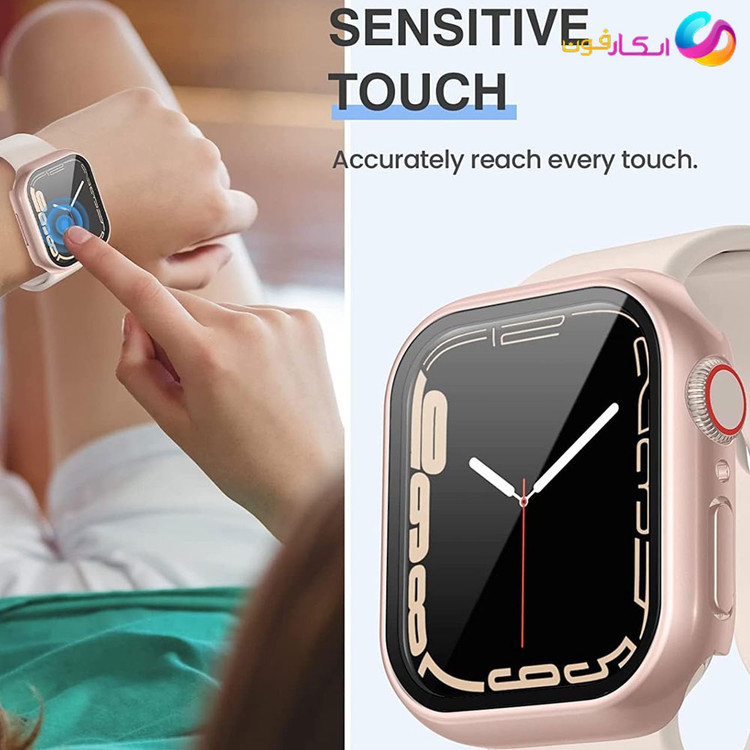 گارد گلس / گلس کیس اپل واچ سایز 44 میلی متری تمامی سری ها Apple Watch se/1/2/3/4/5/6/7/8/9 44mm