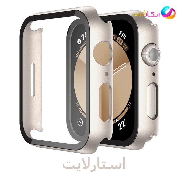 گارد گلس / گلس کیس اپل واچ سایز 44 میلی متری تمامی سری ها Apple Watch se/1/2/3/4/5/6/7/8/9 44mm