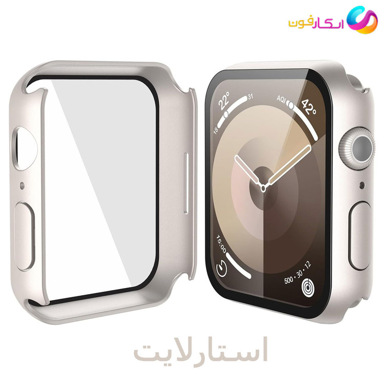 کاور با گلس اپل واچ سایز 45 میلی متری مناسب تمامی سری ها / Apple watch seri7/8/9 45mm