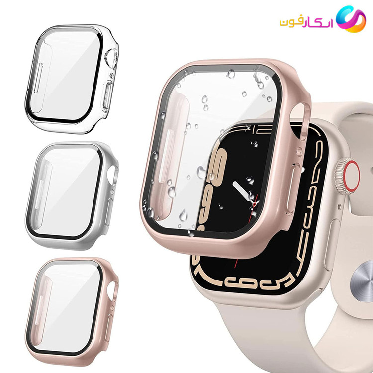 کاور با گلس اپل واچ سایز 44 میلی متری مناسب تمامی سری ها / Apple watch seri7/8/9 44mm