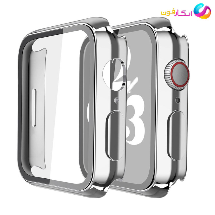 کاور با گلس اپل واچ سایز 45 میلی متری مناسب تمامی سری ها / Apple watch seri1/2/3/4/5/6/7/8/9/Aluminum 45mm