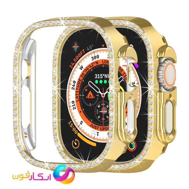 خرید گارد / کاور نگین دار اپل واچ اولترا Apple watch Ultra سایز 49 میلی متر / جنس خشک / بدون گلس