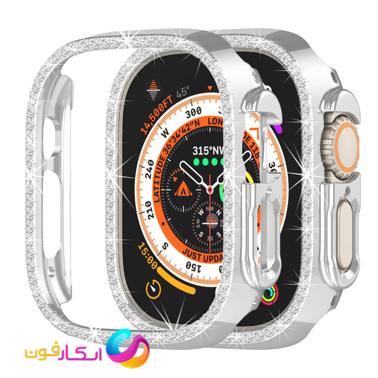 گارد / کاور نگین دار اپل واچ اولترا سه Apple watch Ultra3 سایز 49 میلی متر / جنس خشک / بدون گلس