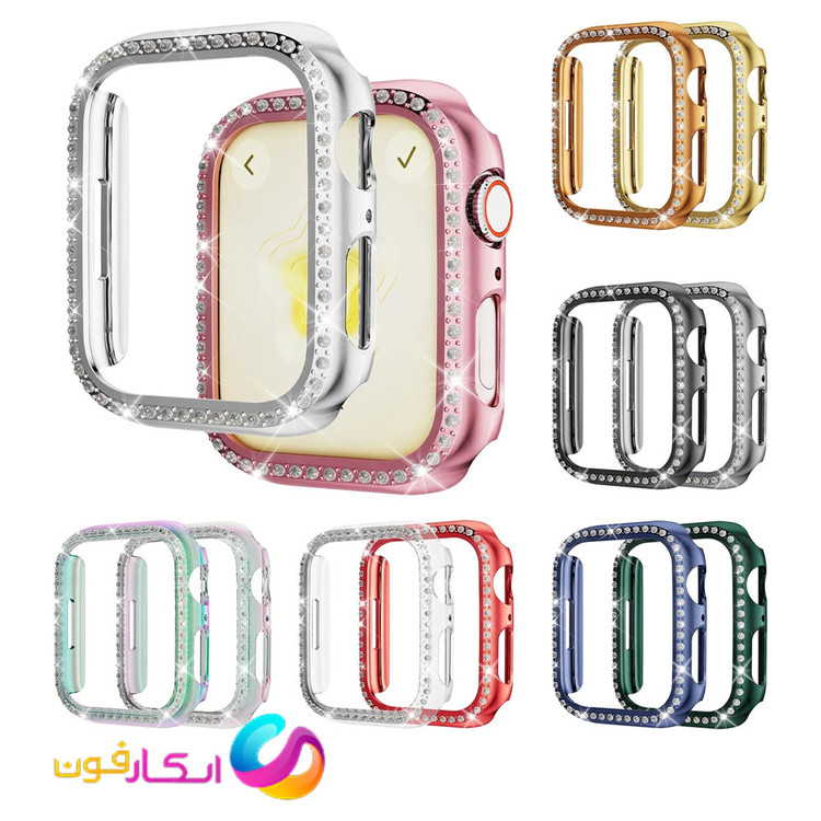 گارد / کاور نگین دار زنانه اپل واچ سایز 45 میلی متر مناسب تمامی سری ها Apple Watch 45mm SE1/2/3/4/5/6/7/8/9
