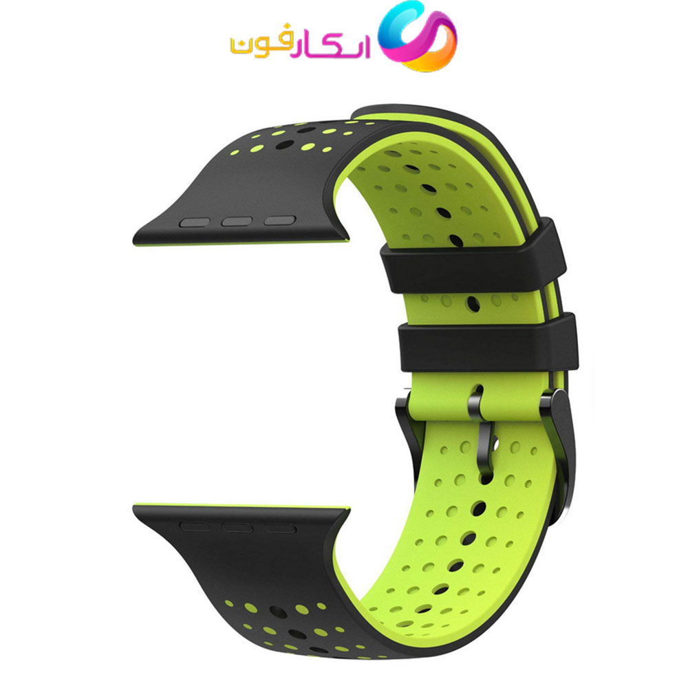 بند اپل واچ سیلیکونی دو رنگ مناسب سری 11 سایز 46 میلی متر Apple Watch Seri 11 46mm