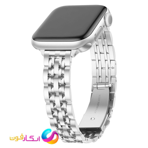 بند اپل واچ استیل 7مهره زنانه مناسب اپل واچ سایز 42 میلی متری Apple Watch Seri 1/2/3/4/5/6/7/8/9 42mm