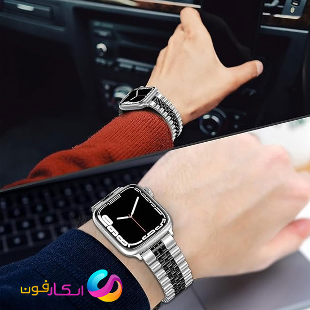 بند اپل واچ فلزی استیل مدل 5Bead مناسب اپل واچ سری 11 سایز 46 میلی متر Apple Watch Seri 11 46mm
