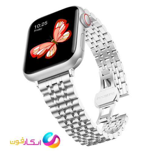 بند اپل واچ فلزی استیل یونیسکس مدل 7Bead مناسب اپل واچ سایز 38/40/41 میلی متری تمامی سری ها
