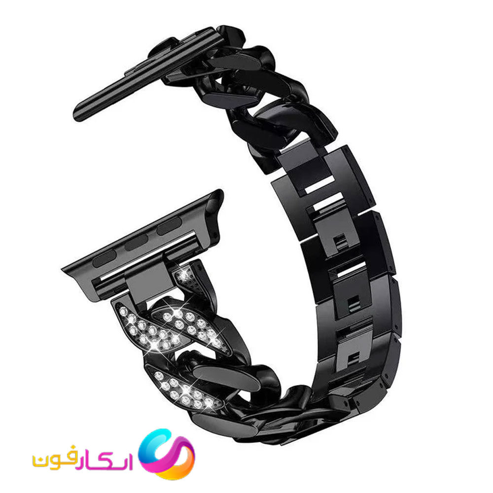 بند اپل واچ استیل کارتیر نگین دار زنانه مناسب اپل واچ سری 10 سایز 42 میلی متری سری Apple Watch Seri 10 42mm