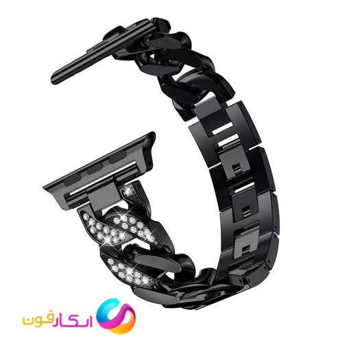 بند اپل واچ استیل کارتیر نگین دار زنانه مناسب اپل واچ سری 10 سایز 42 میلی متری سری Apple Watch Seri 10 42mm