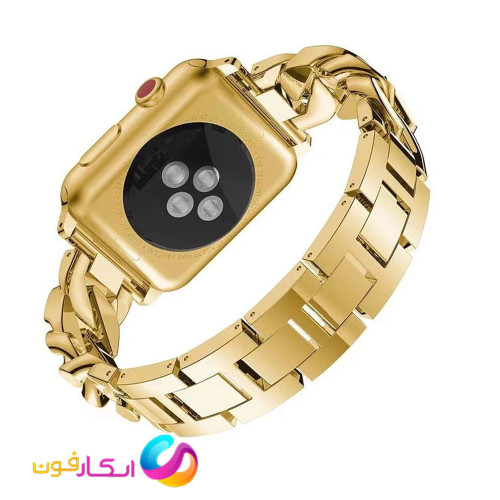 بند اپل واچ استیل کارتیر نگین دار زنانه مناسب اپل واچ سری 1/2/3 سایز 38 میلی متری
