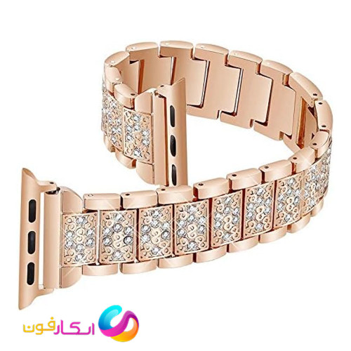 بند اپل واچ استیل لوکس نگین دار زنانه مناسب اپل واچ سری 10 سایز 46 میلی متری SERI 10 46mm