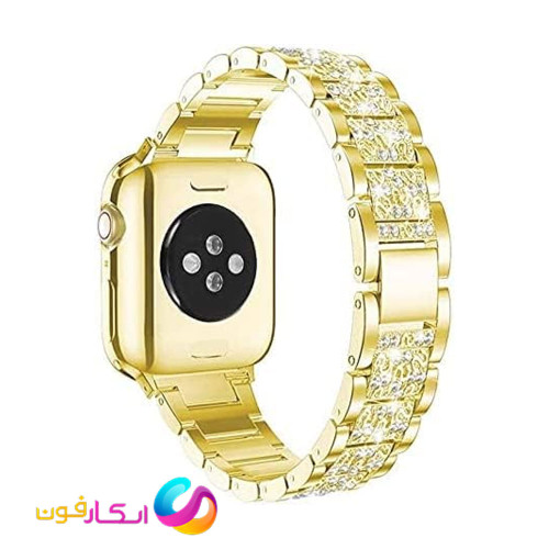 بند اپل واچ لاکچری نگین دار زنانه مناسب اپل واچ سری 1 تا 11 / سایز بندی کامل