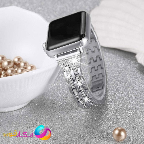 بند زنانه اپل واچ مدل Diamond-4Line مناسب اپل واچ سری 10 ده سایز 42 میلی متری Apple Watch Seri 10 42mm