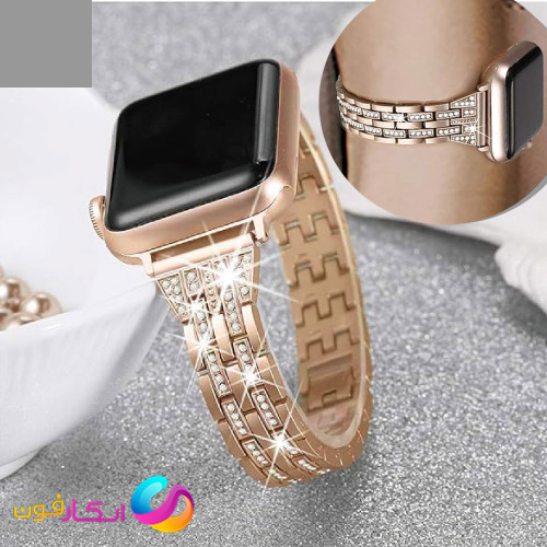 بند زنانه اپل واچ مدل Diamond-4Line مناسب اپل واچ سری 10 ده سایز 46 میلی متری Apple Watch Seri 10 46mm