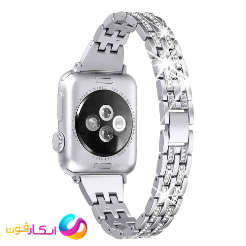 بند زنانه اپل واچ مدل Diamond-4Line مناسب اپل واچ سایز 45 / 44 / 42 میلی متری سری 1 تا 9