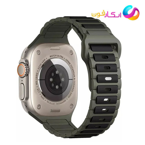 بند سیلیکون دورنگ اپل واچ مناسب سری اولترا دو سایز 49 میلی متری Apple Watch Ultra2 49mm