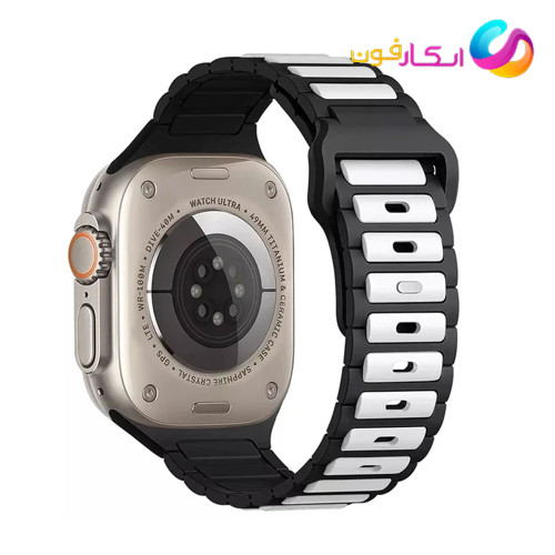 بند سیلیکون دورنگ اپل واچ مناسب سری اولترا سه سایز 49 میلی متری Apple Watch Ultra3 49mm