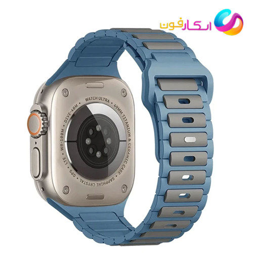 بند سیلیکون دورنگ اپل واچ مناسب سایز 44 میلی متری Aoole Watch seri1/2/3/4/5/6/7/8/9 44mm