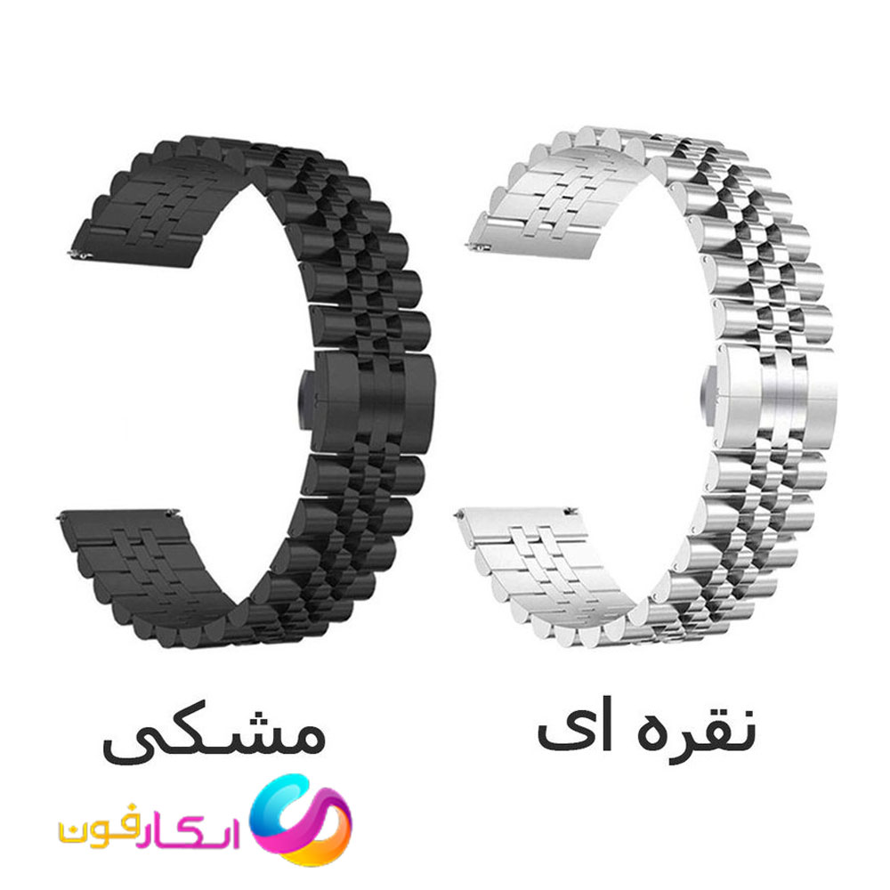 بند مردانه استیل 5 مهره رولکسی مناسب ساعت هایلو Haylou RS5 / RS5 Plus