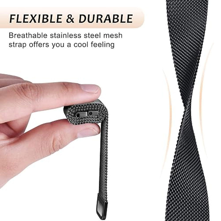 بند مدل حصیری استیل مناسب ساعت امیزفیت Amazfit bip 5 با قفل مگنتی بسیار قوی