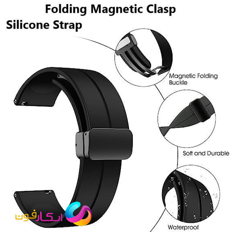 بند سیلیکونی با قفل مگنتی مناسب ساعت سامسونگ Galaxy Watch 4 40mm/4 44mm/4Classic42.46mm