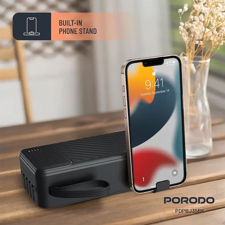پاور بانک 30000 پورودو Porodo مدل PDPBJ35BK با کابل و چراغ قوه اورجینال