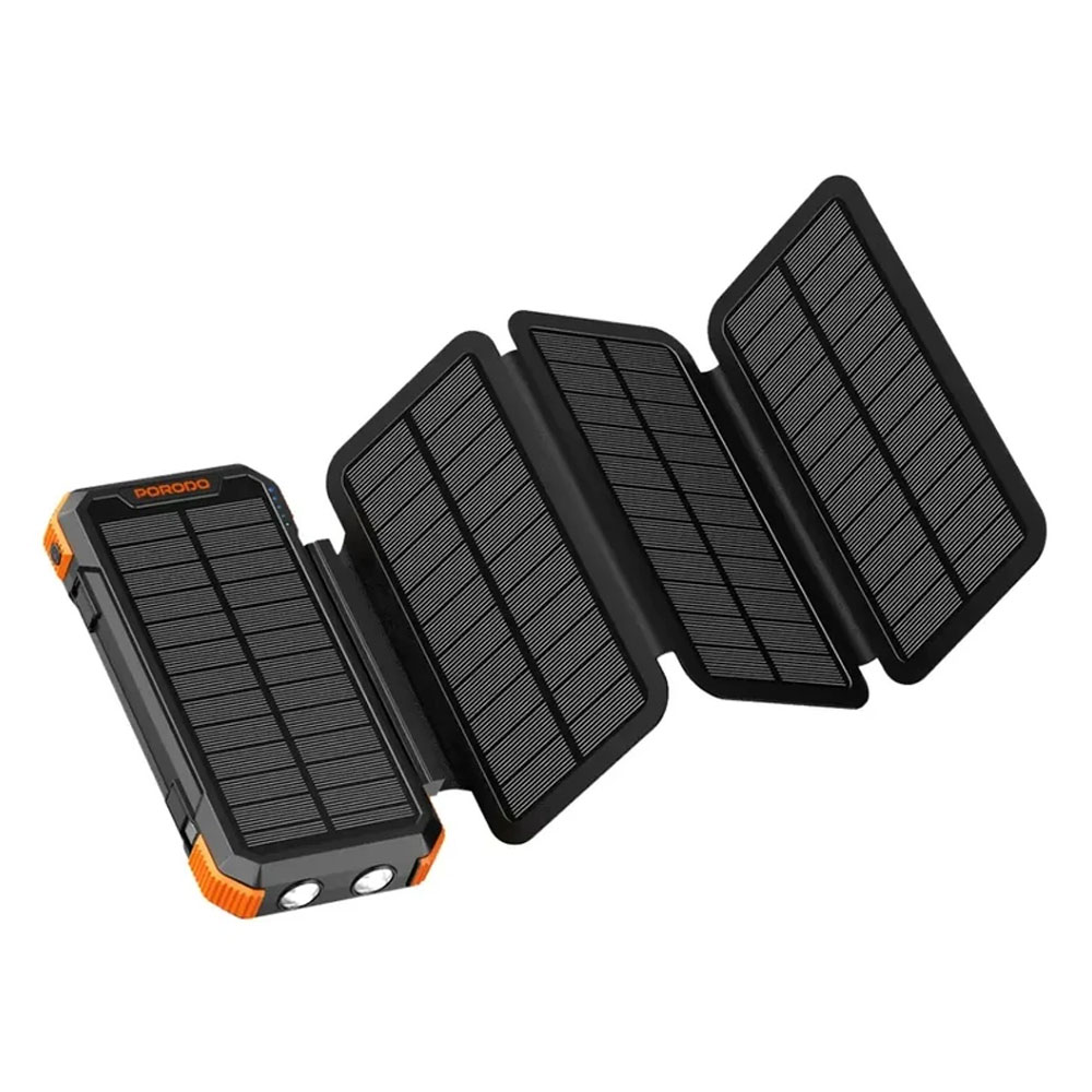 پاوربانک خورشیدی 20000 میلی‌آمپرساعت پرودو مدل Porodo Power Bank 20000mAh 4-Panel Solar PD-PBFCH070