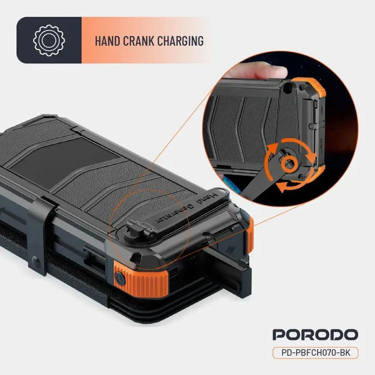 پاوربانک خورشیدی 20000 میلیآمپرساعت پرودو مدل Porodo Power Bank 20000mAh 4-Panel Solar PD-PBFCH070
