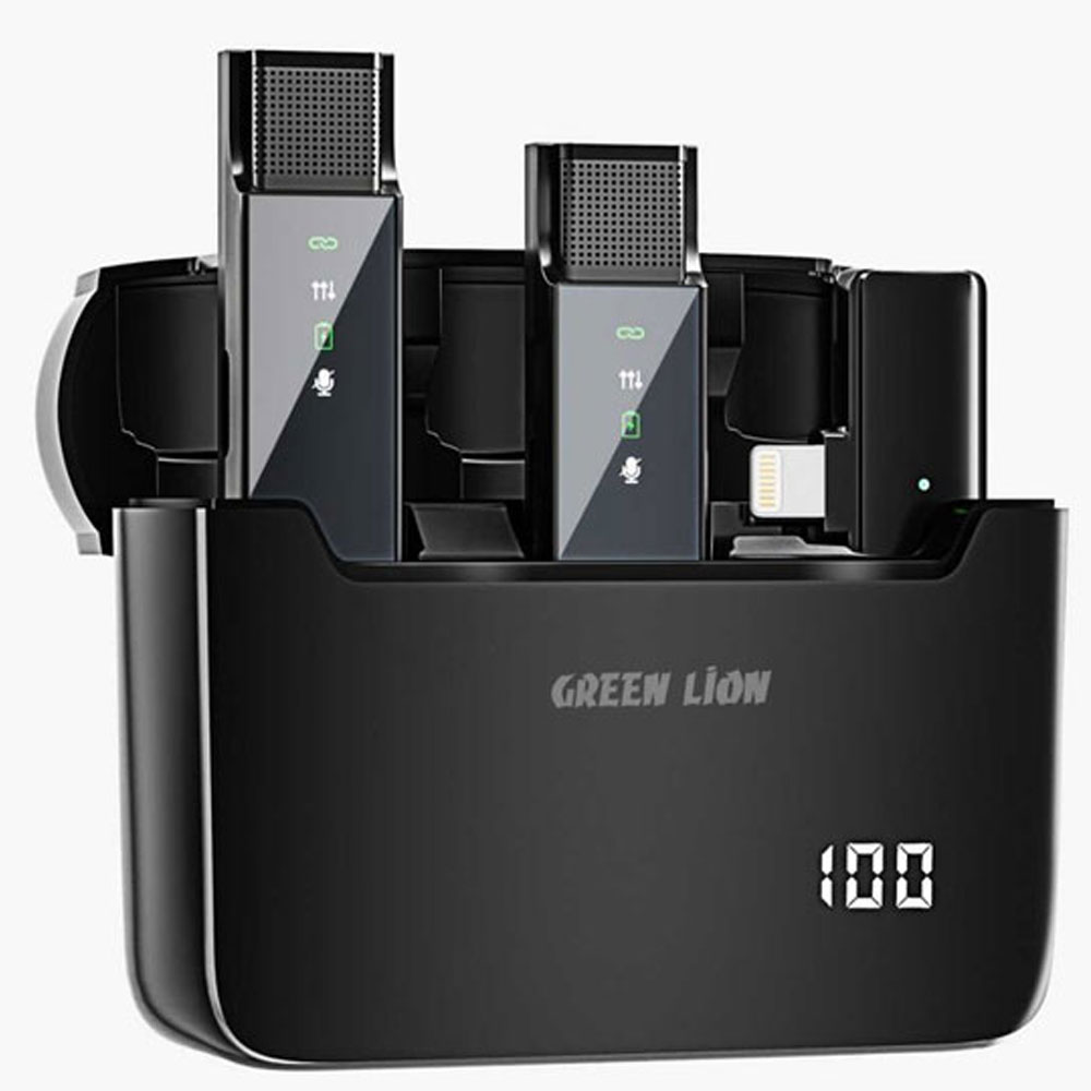 میکروفون وایرلس لایتنینگ گرین لاین Green Lion Lightning 2in1 Digital Display Microphone GN2IN1DDMLTBK