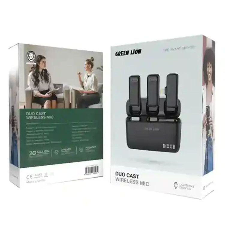 میکروفون بی سیم یقه ای لایتنینگ گرین لاین Green Lion DUO Cast Wireless Microphone GNDCTWMICLGBK