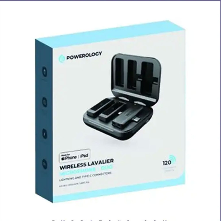 میکروفون بلاگری دوگانه پاورولوژی Powerology Dual Connector Wireless Lavalier Microphone PWMIC2BK
